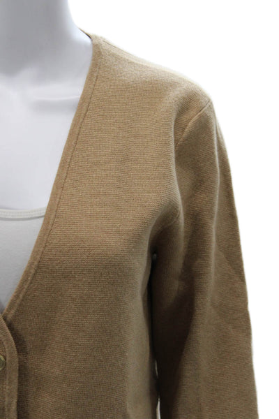 J Crew Women Beige V-Neck Cardigan Long Sleeve Cotton Blend Size XS