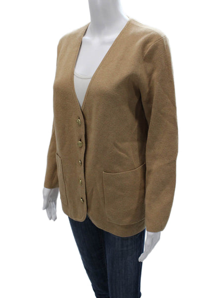 J Crew Women Beige V-Neck Cardigan Long Sleeve Cotton Blend Size XS