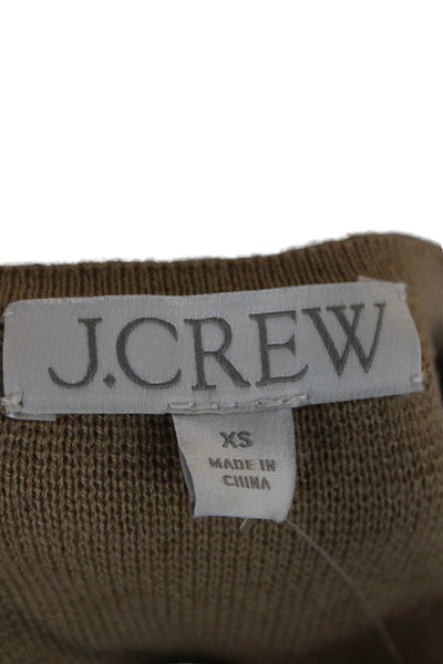 J Crew Women Beige V-Neck Cardigan Long Sleeve Cotton Blend Size XS