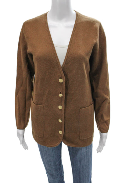 J Crew Womens Brown V-Neck Cardigan Long Sleeve Solid Size XS
