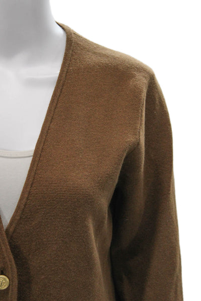 J Crew Womens Brown V-Neck Cardigan Long Sleeve Solid Size XS