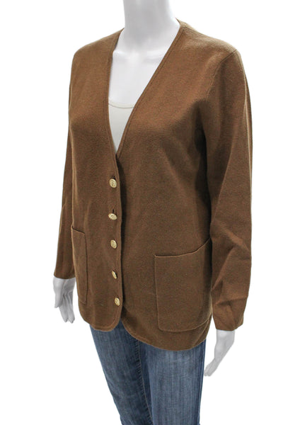 J Crew Womens Brown V-Neck Cardigan Long Sleeve Solid Size XS