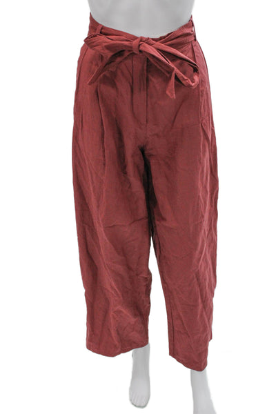 MNG Collection Women Red Viscose High Neck Sleeveless Set Button Size S