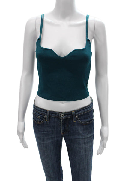 The Sei Womens Cropped Sweetheart Tank Green Viscose Sleeveless Petite Size S