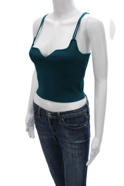 The Sei Womens Cropped Sweetheart Tank Green Viscose Sleeveless Petite Size S
