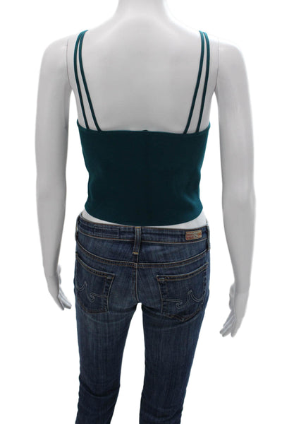 The Sei Womens Cropped Sweetheart Tank Green Viscose Sleeveless Petite Size S