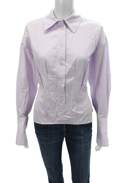 Rachel Comey Women Basic Purple Cotton Collared Long Sleeve Button-Up Size S
