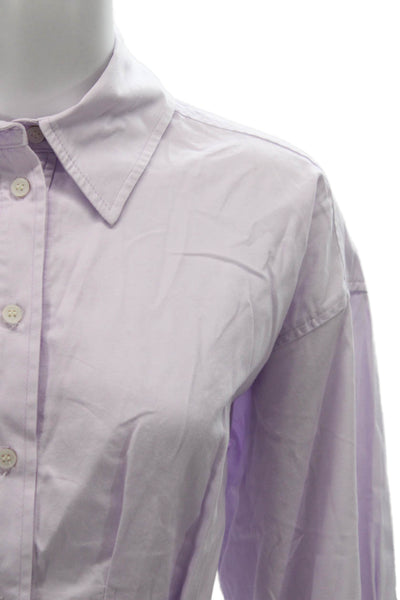 Rachel Comey Women Basic Purple Cotton Collared Long Sleeve Button-Up Size S