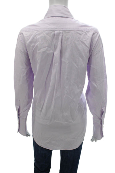 Rachel Comey Women Basic Purple Cotton Collared Long Sleeve Button-Up Size S