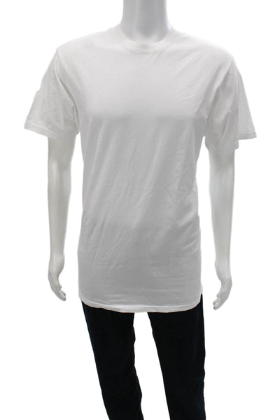Talentless Mens Basic White Cotton Crew Neck Short Sleeve T-Shirt Size L