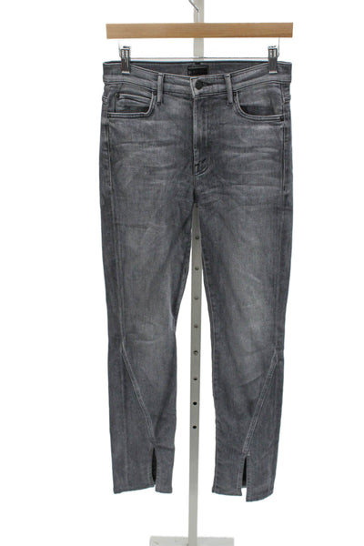 Mother Womens Skinny Jeans Gray Cotton High Rise Button Size 26