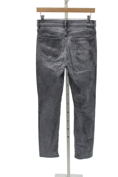 Mother Womens Skinny Jeans Gray Cotton High Rise Button Size 26