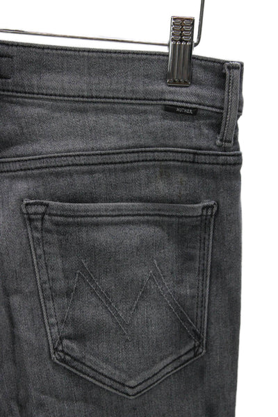 Mother Womens Skinny Jeans Gray Cotton High Rise Button Size 26