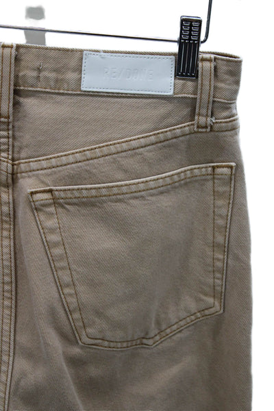 Re/Done Women Straight Jeans Beige High Rise Button Size 26