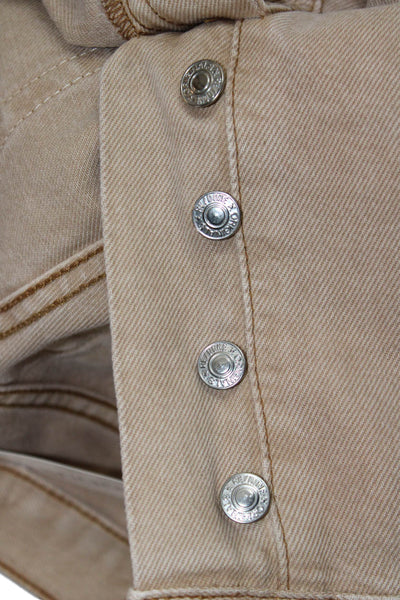 Re/Done Women Straight Jeans Beige High Rise Button Size 26