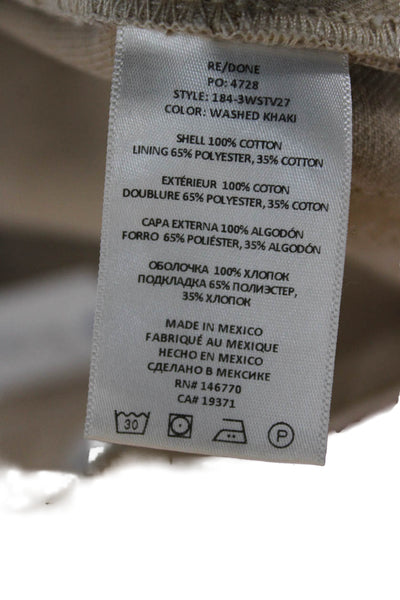 Re/Done Women Straight Jeans Beige High Rise Button Size 26