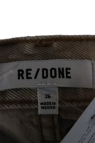 Re/Done Women Straight Jeans Beige High Rise Button Size 26