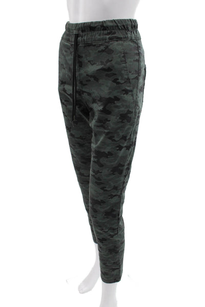 Flog Women Jogger Pants Green Camouflage Drawstring Waist Size 28