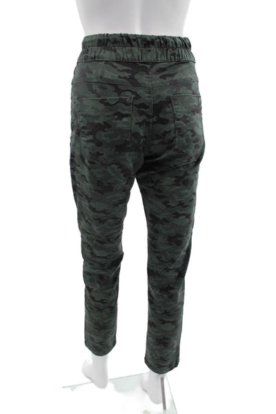 Flog Women Jogger Pants Green Camouflage Drawstring Waist Size 28