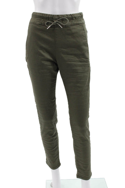 Flog Womens Green Cotton Blend Jogger Pants Drawstring Size 28