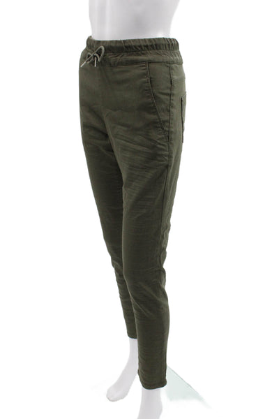 Flog Womens Green Cotton Blend Jogger Pants Drawstring Size 28