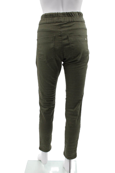 Flog Womens Green Cotton Blend Jogger Pants Drawstring Size 28