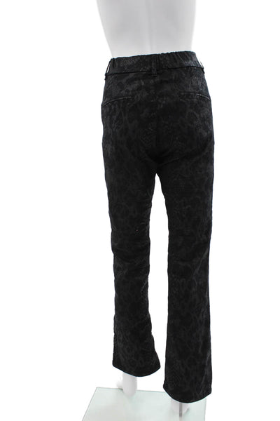 Flog Womens Dress Pants Black Animal Print 98% Cotton Zip Size 28