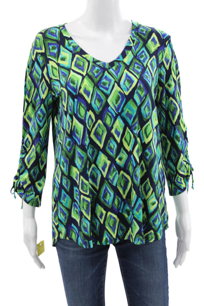 Pure Essence Women Basic Blouse Multicolor V-Neck 3/4 Sleeve Size S