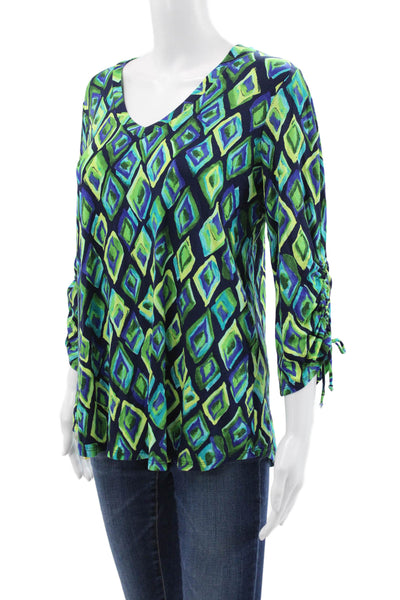 Pure Essence Women Basic Blouse Multicolor V-Neck 3/4 Sleeve Size S
