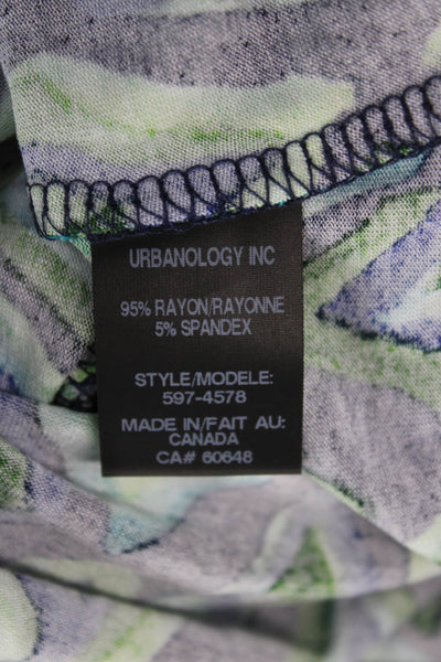 Pure Essence Women Geometric V-Neck 3/4 Sleeve Pullover Blouse Green Size M