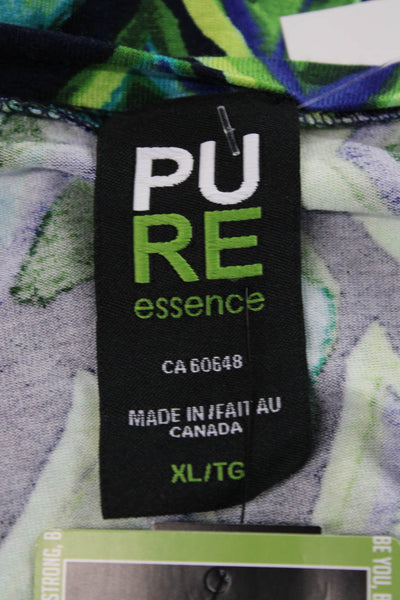 Pure Essence Women Tunic Blouse Multicolor Geometric V-Neck 3/4 Sleeve Size XL