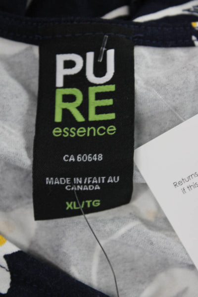 Pure Essence Women Sleeveless Floral V-Neck Basic Blouse Blue Size XL