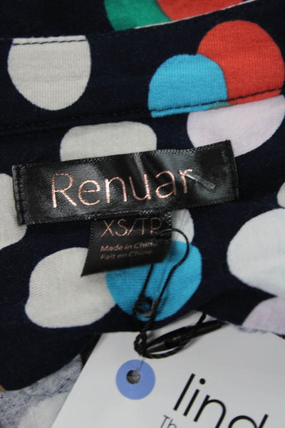 Renuar Women Polka Dot V-Neck Short Sleeve Blouse Multicolor Size XS
