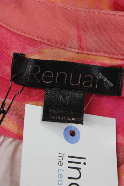 Renuar Womens Basic Multicolor V-Neck Short Sleeve Blouse Size M