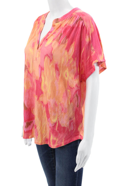 Renuar Womens Multicolor V-Neck Short Sleeve Basic Blouse Size XL