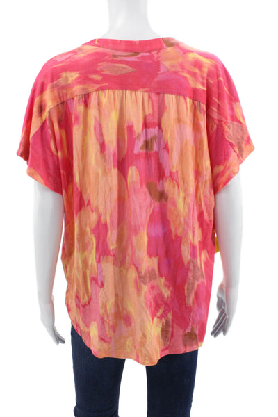 Renuar Womens Multicolor V-Neck Short Sleeve Basic Blouse Size XL