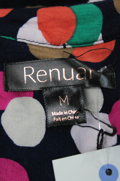 Renuar Women Multicolor Polka Dot V-Neck Short Sleeve Basic Blouse Size M