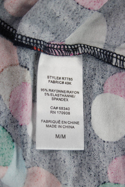 Renuar Women Multicolor Polka Dot V-Neck Short Sleeve Basic Blouse Size M