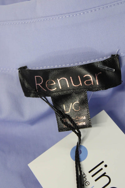 Renuar Women Blue Collared Button Long Sleeve Basic Blouse Size L