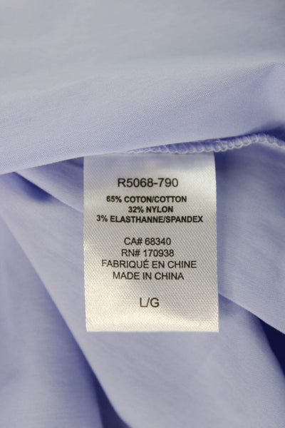 Renuar Women Blue Collared Button Long Sleeve Basic Blouse Size L