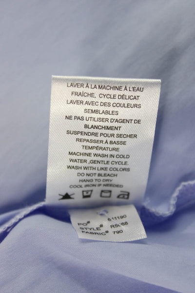 Renuar Women Blue Collared Button Long Sleeve Basic Blouse Size L