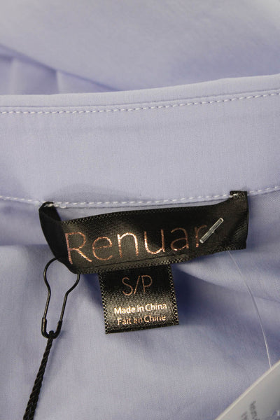 Renuar Women Basic Blue Collared Button Long Sleeve Blouse Petite Size XS