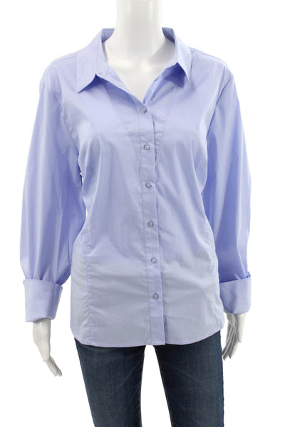 Renuar Womens Collared Button-Up Long Sleeve Blue Top Size XL