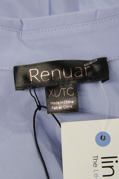 Renuar Womens Collared Button-Up Long Sleeve Blue Top Size XL