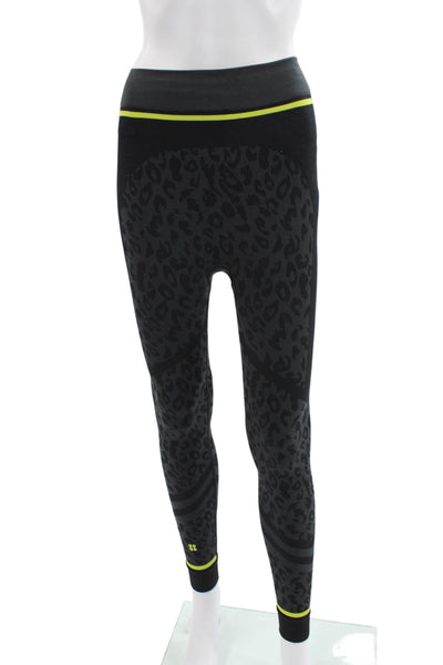 Sweaty Betty Women Ankle Seamless Knit Animal Print Leggings Black Size XS