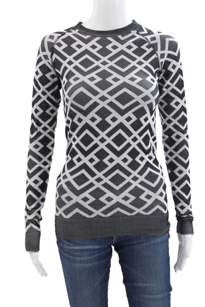 Sweaty Betty Women Pullover T Shirt Black Geometric Crew Neck Size XS