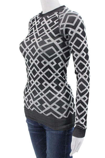 Sweaty Betty Women Pullover T Shirt Black Geometric Crew Neck Size XS