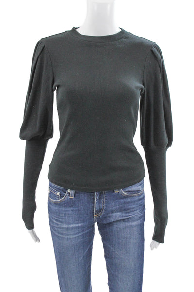 Veronica Beard Womens Black Basic Crew Neck Long Sleeve T-Shirt Cotton Size XS