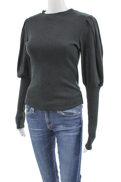 Veronica Beard Womens Black Basic Crew Neck Long Sleeve T-Shirt Cotton Size XS