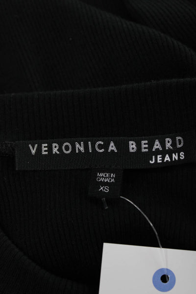 Veronica Beard Womens Black Basic Crew Neck Long Sleeve T-Shirt Cotton Size XS